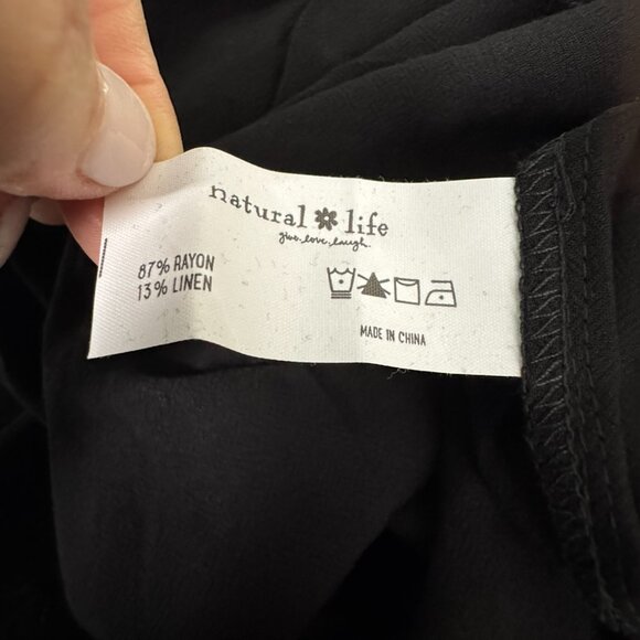 Natural Life Black Linen Blend Maxi Dress Womens Size Small NWT Adjustable Strap - Picture 9 of 10